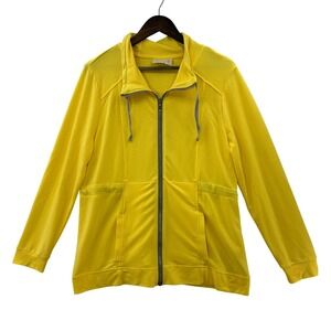 Zenergy by Chico's Full Zip Jacket Women Size 2‎ Yellow Excellent Cinched Back